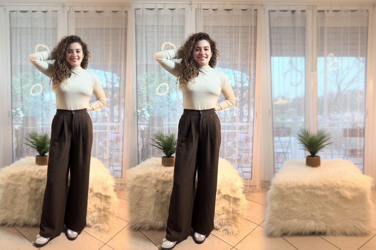 Photo ajustée tenue beige